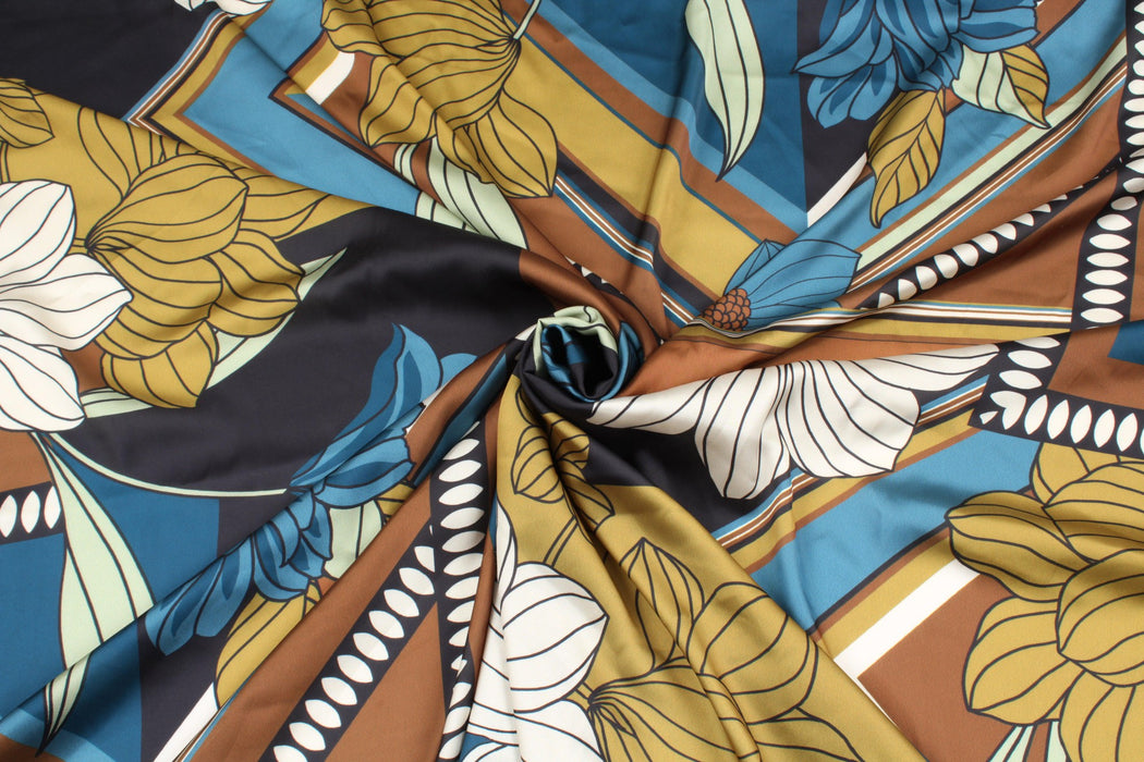 Printed Satin Polyester - Floral - M.O.Q 30 Mts-Fabric-FabricSight