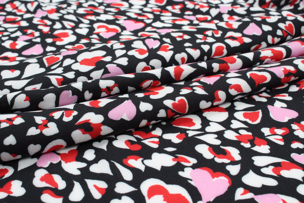 Printed Viscose Voile - Hearts Pattern - M.O.Q 30 Mts-Fabric-FabricSight