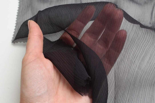 Pure Silk Crinkled Chiffon – Ultra Lightweight – Black – Limited Edition-Fabric-FabricSight