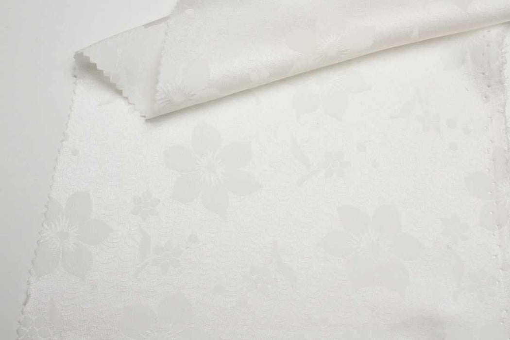 Pure Silk Floral Jacquard – White – Lightweight Luxury Fabric-Fabric-FabricSight