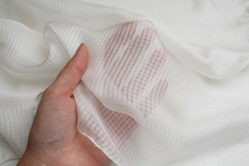 Pure Silk Jacquard Voile - Micro-checks-Fabric-FabricSight