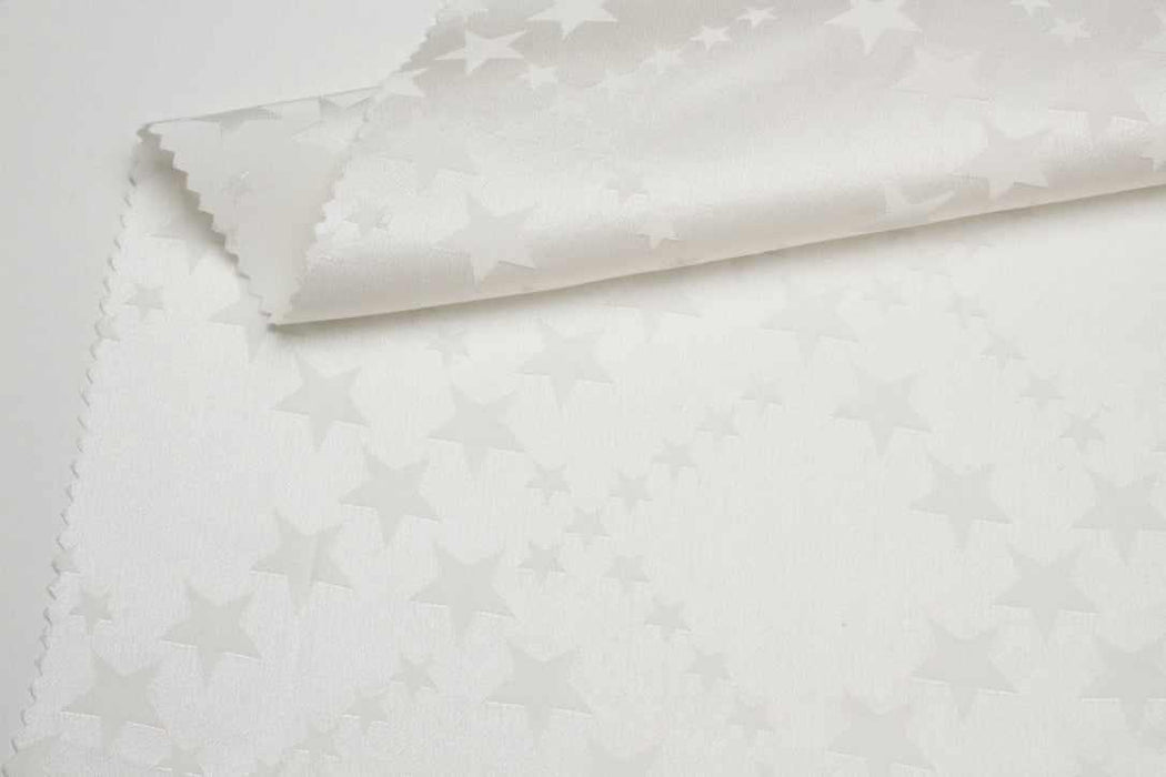 Pure Silk Stars Jacquard – White – Lightweight Luxury Fabric-Fabric-FabricSight