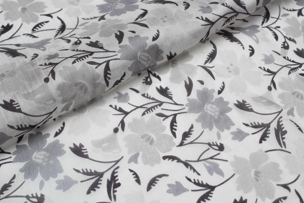 swatch-Pure Silk Voile - Floral Print-Fabric-FabricSight