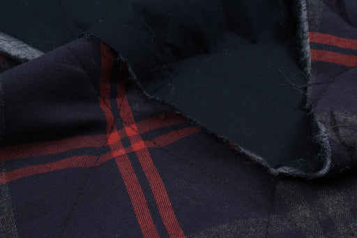 Quilted Fabric Padded - Blue/Red Big Tartan-Fabric-FabricSight