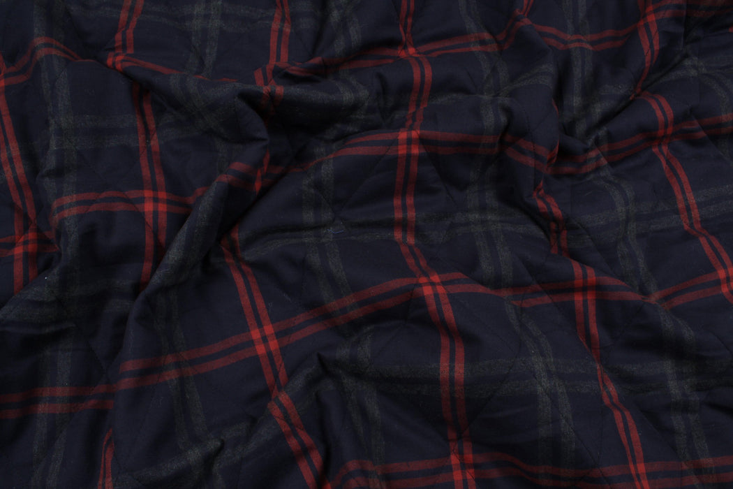 Quilted Fabric Padded - Blue/Red Big Tartan-Fabric-FabricSight