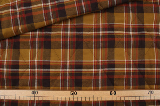Quilted Fabric Padded - Brown Big Tartan-Fabric-FabricSight