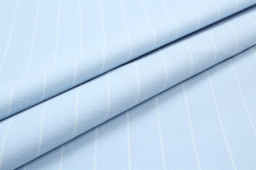 Recycled Polyester Diplomatic Stripes for Bottoms and Jackets - Light Blue-Fabric-FabricSight