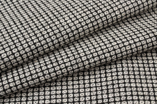Recycled Wool Blend for Coats - Small Checks Tweed-Fabric-FabricSight