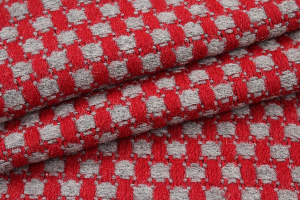 Recycled Wool Jacquard for Coats - Basketweave Look-Fabric-FabricSight