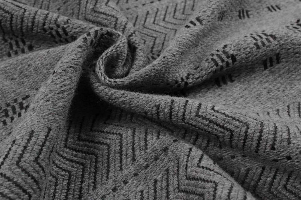 Recycled Wool Jacquard for Outwear - Grey-Fabric-FabricSight