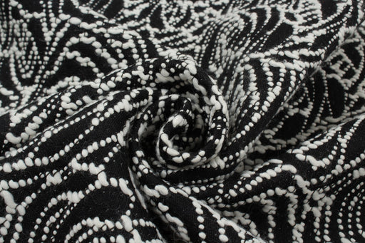 Recycled Wool Jacquard for Outwear - Roses - Black-Fabric-FabricSight