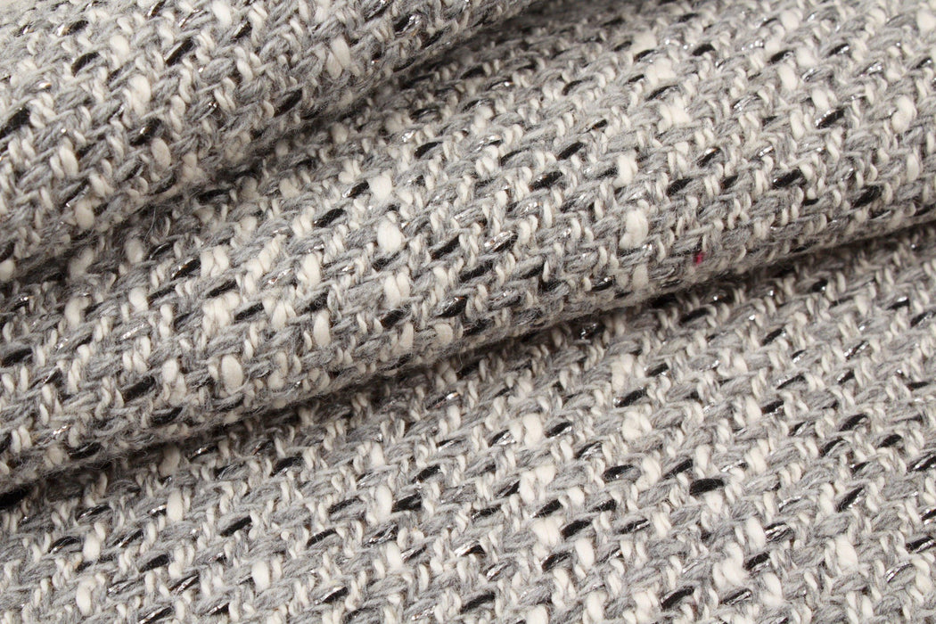 Recycled Wool Tweed with Cotton and Lurex-Fabric-FabricSight