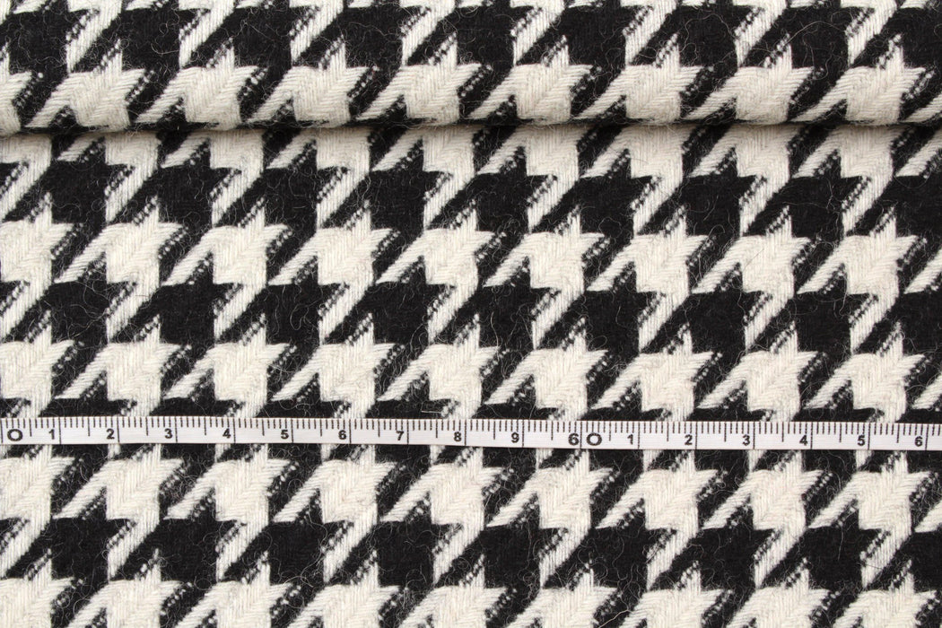 Recycled Wool for Coats - Houndstooth-Fabric-FabricSight