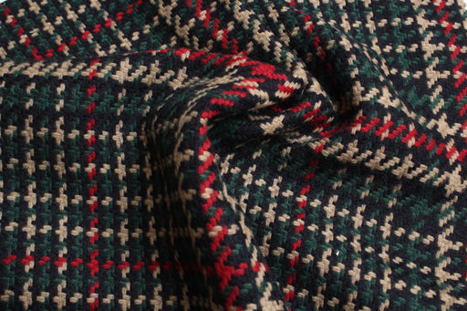 Reversible Wool Blend Tweed – Heritage Check – Italian Designer Deadstock-Fabric-FabricSight