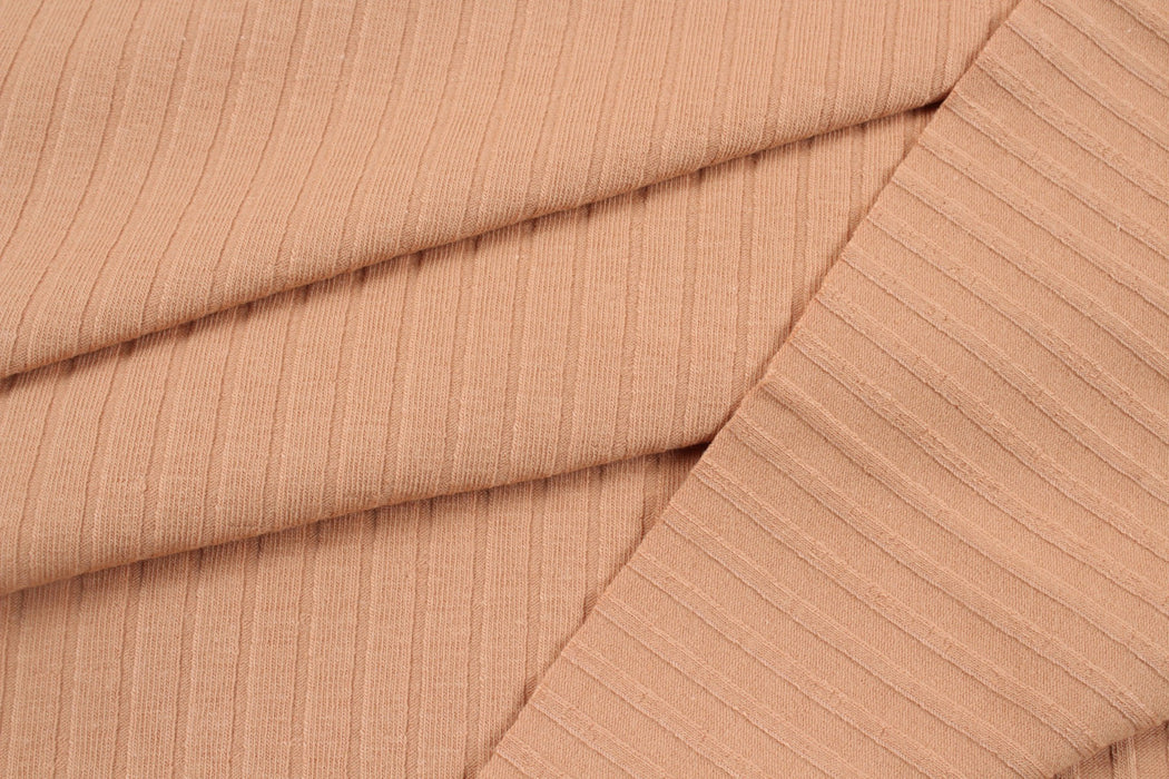 Roll 7 Mts - Stretch Cotton Rib 6x3 for Tops - Soft Touch (Caramel) - Offer: 10,50€/Mt-Roll-FabricSight