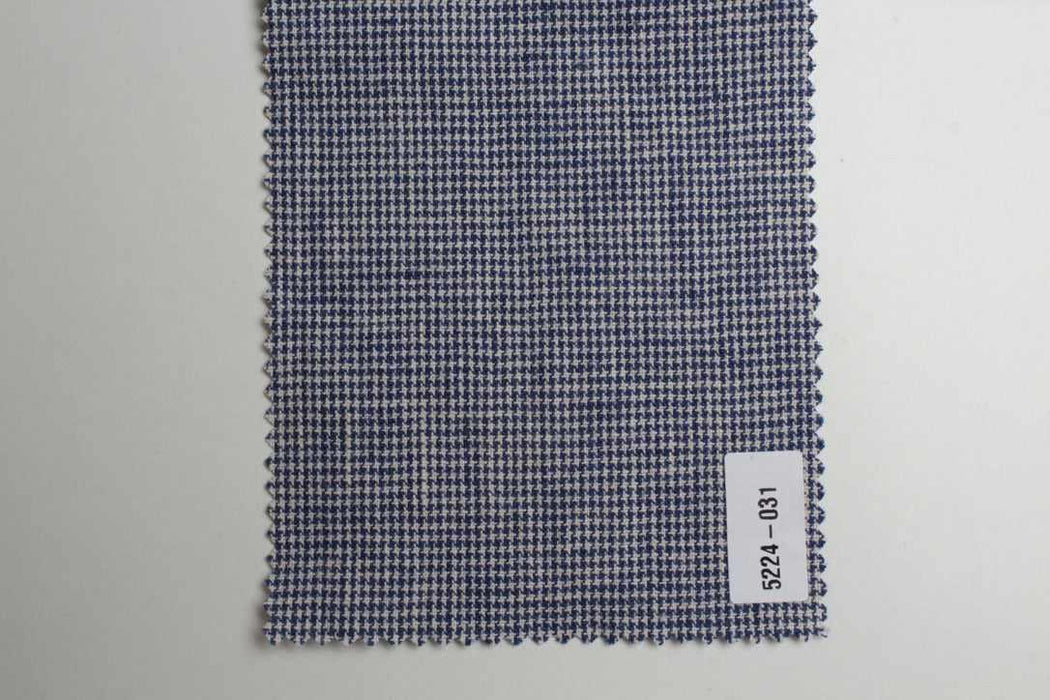 Rustic Linen Cotton Canvas – Stripes & Checks in Ecru and Blue-Fabric-FabricSight