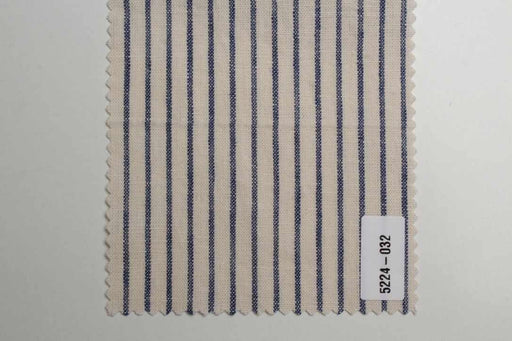 Rustic Linen Cotton Canvas – Stripes & Checks in Ecru and Blue-Fabric-FabricSight