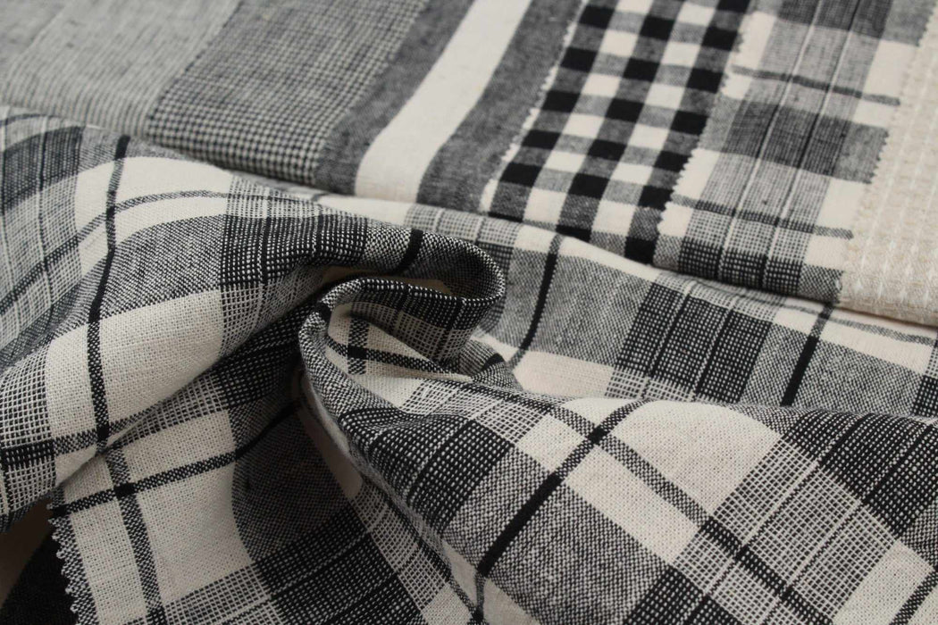 Rustic Linen Cotton - Stripes and Checks - 7 Variants Available-Fabric-FabricSight