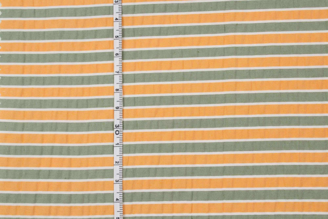 Seaqual™ Recycled Polyester and Cotton Wrinkled Effect Fabric - Stripes-Fabric-FabricSight