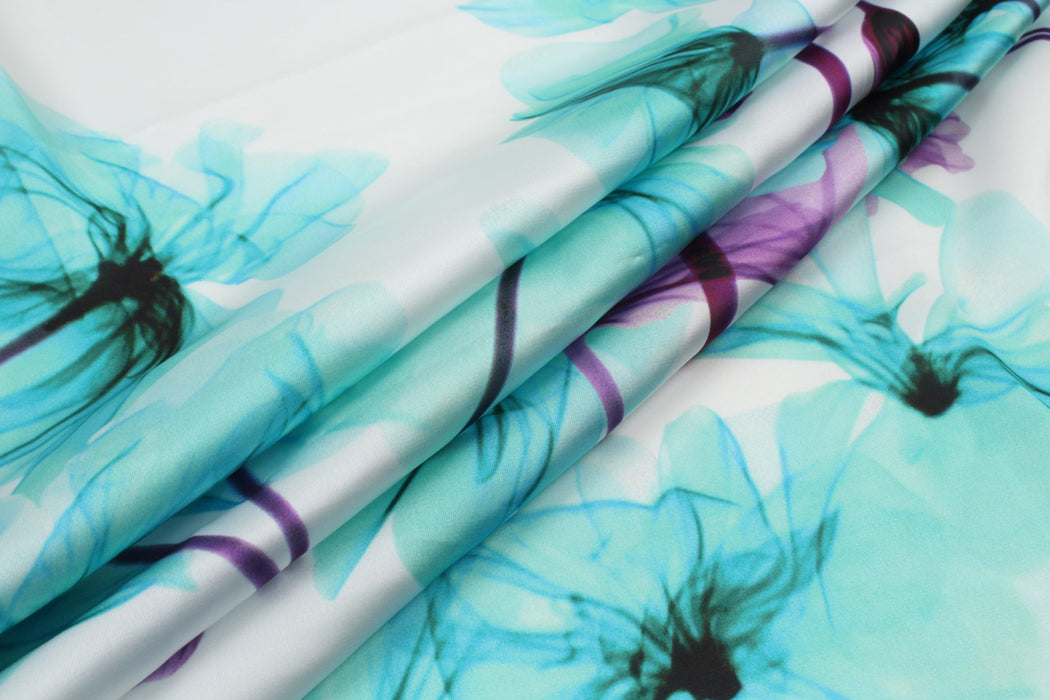 Shiny Satin - Flowers Print-Fabric-FabricSight