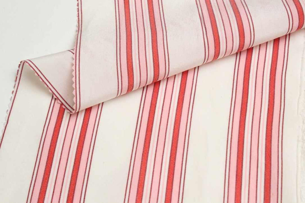 Silk Georgette Stripe Fabric – Burgundy & Pink – Fluid & Lightweight-Fabric-FabricSight