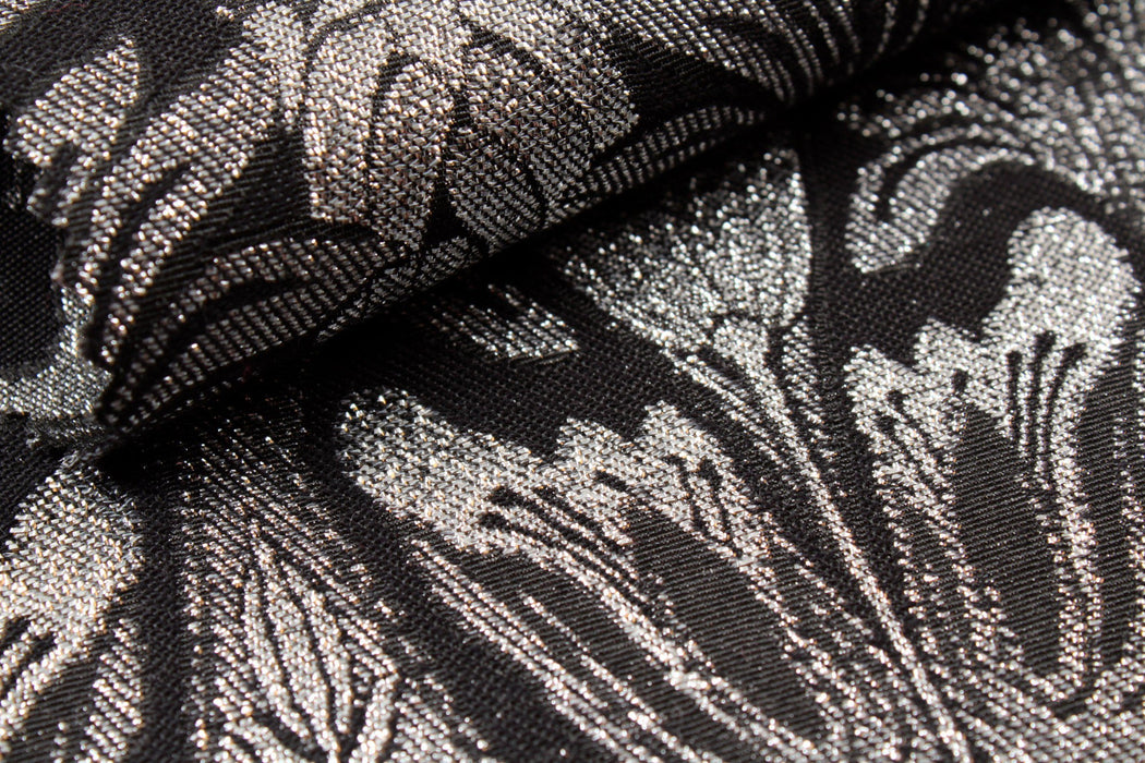 Silver Metallic Damask-Fabric-FabricSight