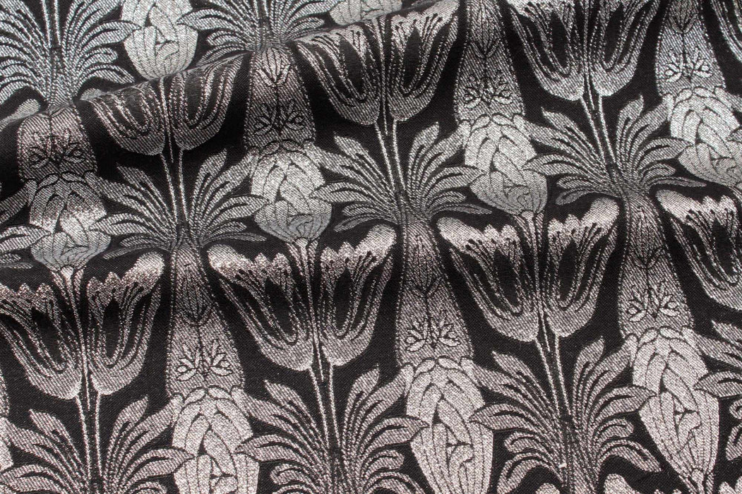 Silver Metallic Damask-Fabric-FabricSight