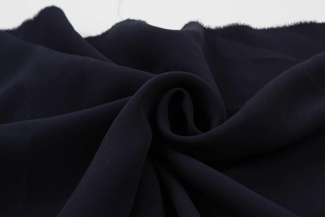 Midnight Navy Stretch Polyester Crepe
