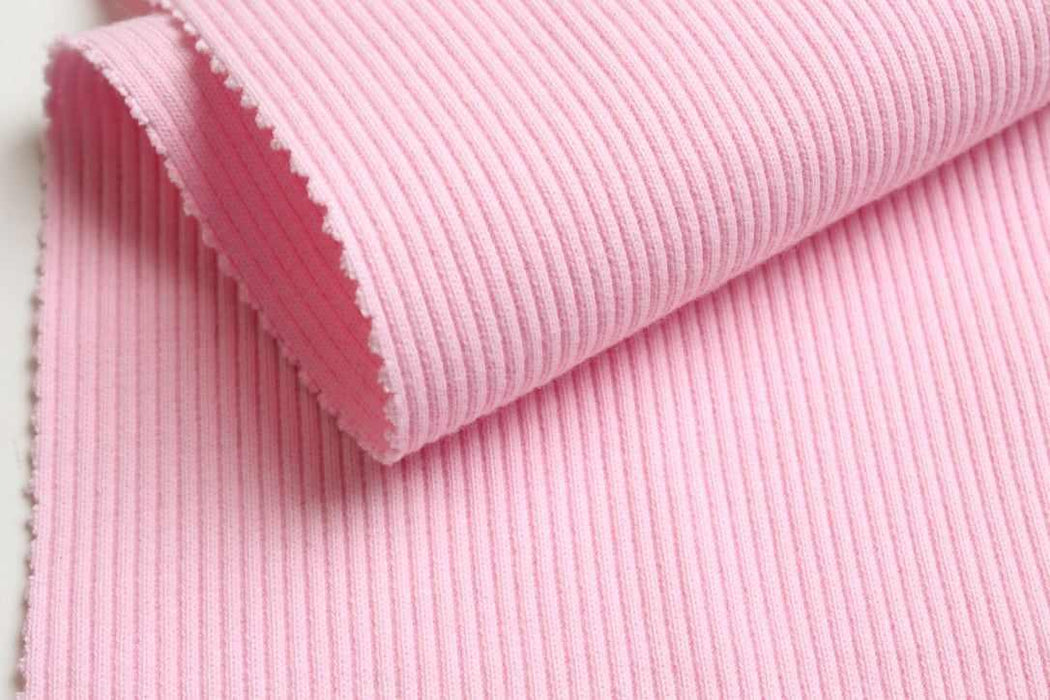 Soft Cotton 2x2 Rib - Light Pink - Designer Deadstock-Fabric-FabricSight