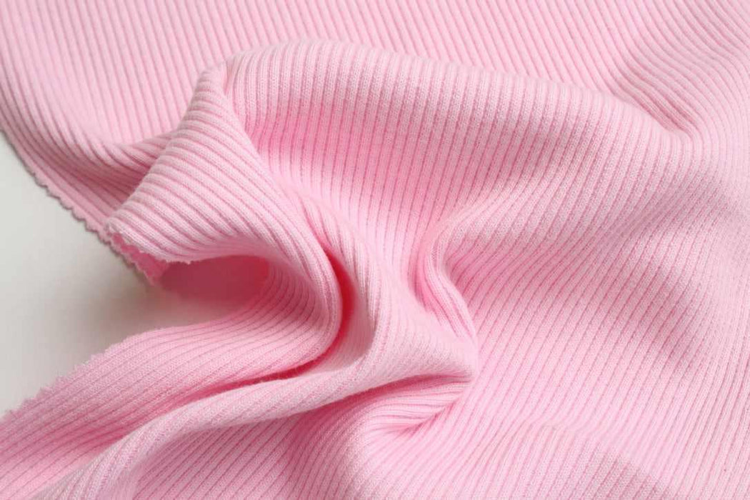 Soft Cotton 2x2 Rib - Light Pink - Designer Deadstock-Fabric-FabricSight
