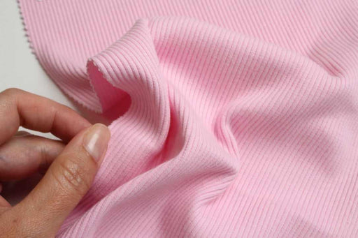 Soft Cotton 2x2 Rib - Light Pink - Designer Deadstock-Fabric-FabricSight