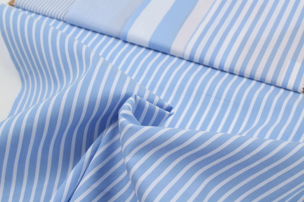 Soft Cotton Stripes Poplin - Stretch - 5 Variants Available-Fabric-FabricSight