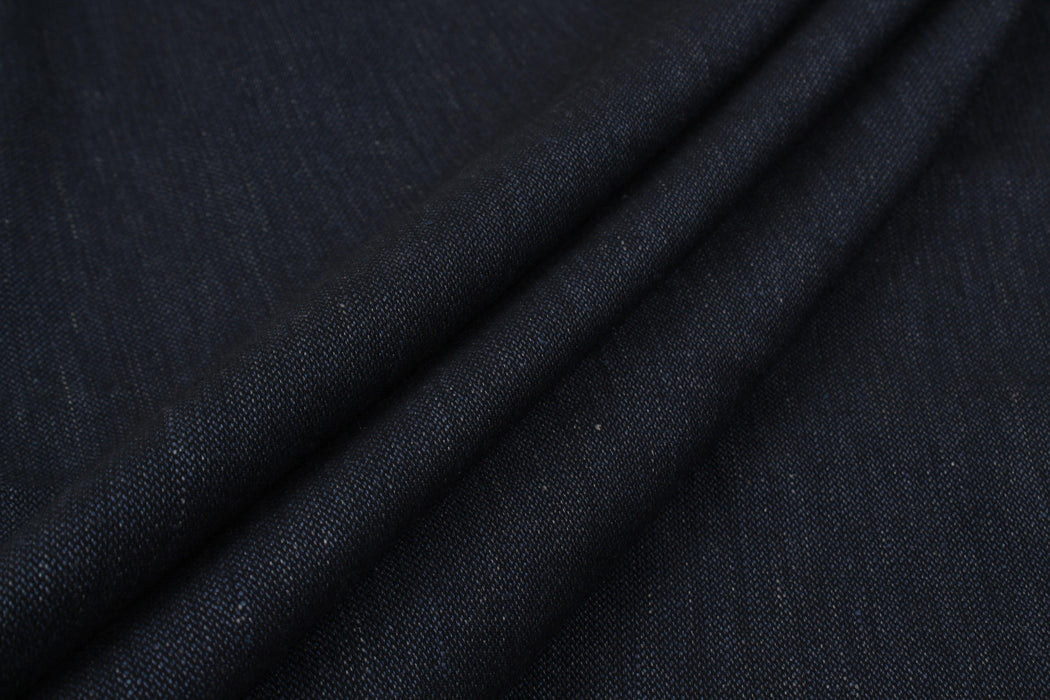 Soft Linen Cotton Rustic Fabric - Navy - Mid-Weight (1 Mt Remnant)-Remnant-FabricSight