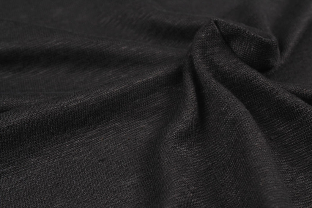 Soft Linen Single Jersey - Black-Fabric-FabricSight