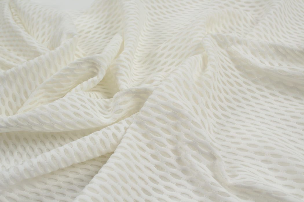 Soft Mesh Polyester Jersey - White-Fabric-FabricSight