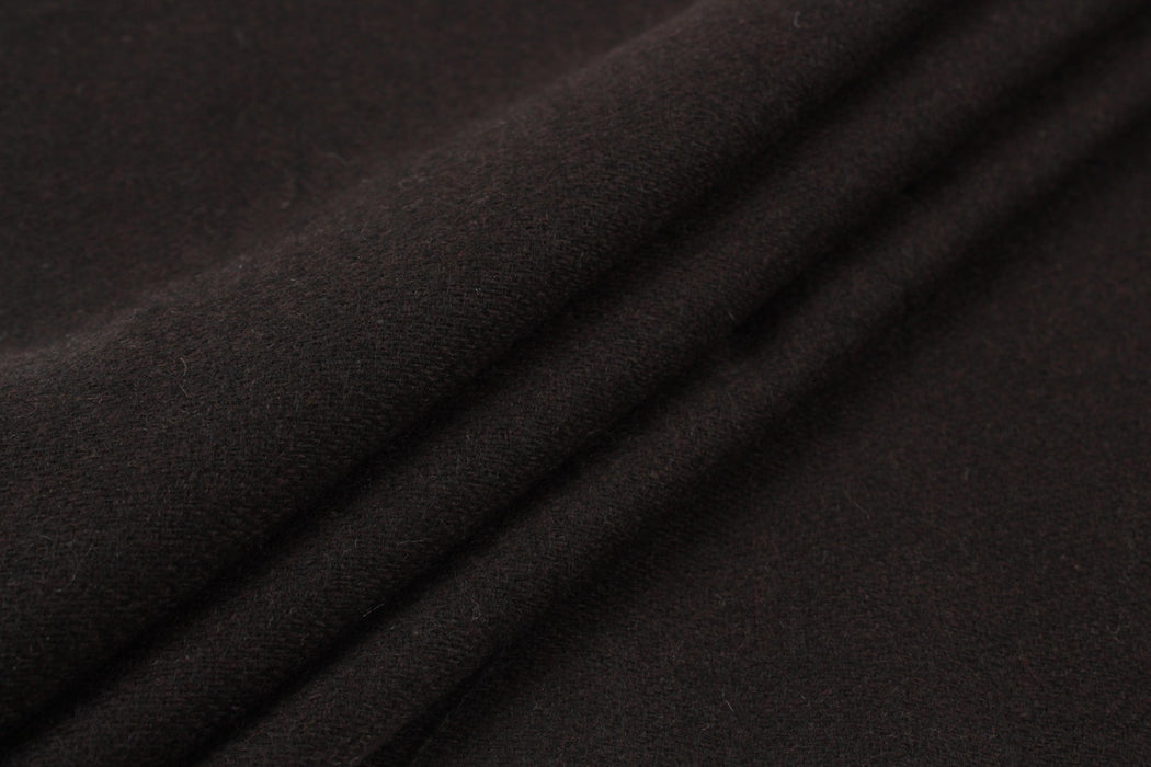 Soft Textured Recycled Wool for Outwear - Dark Brown-Fabric-FabricSight