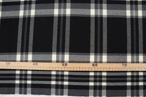 Soft Wool Tartan Checks - Stretch - Black and White-Fabric-FabricSight