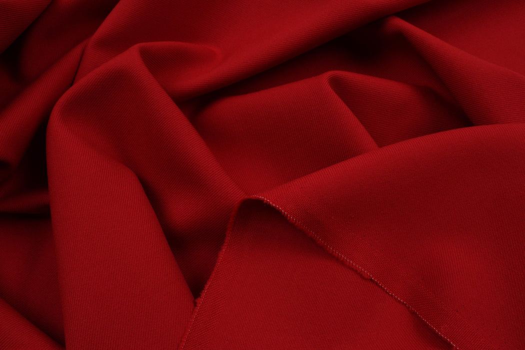 Soft Wool Twill Gabardine - Red-Fabric-FabricSight