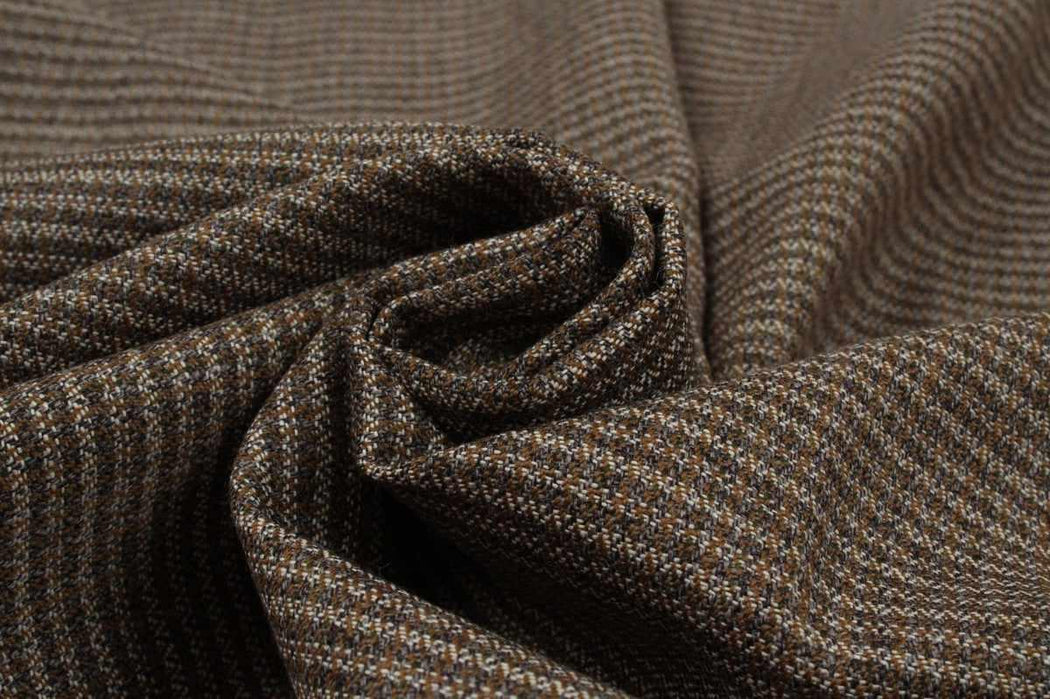 Soft Wool Yarn Dyed for Jackets and Bottoms - Brown Stripes-Fabric-FabricSight