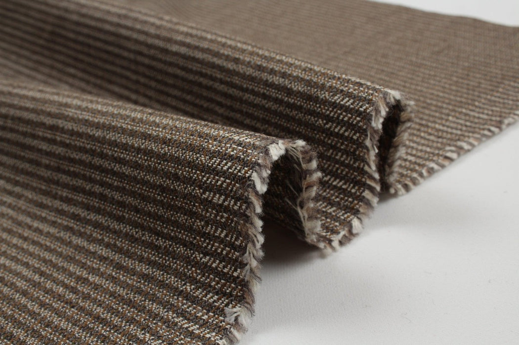 Soft Wool Yarn Dyed for Jackets and Bottoms - Brown Stripes-Fabric-FabricSight