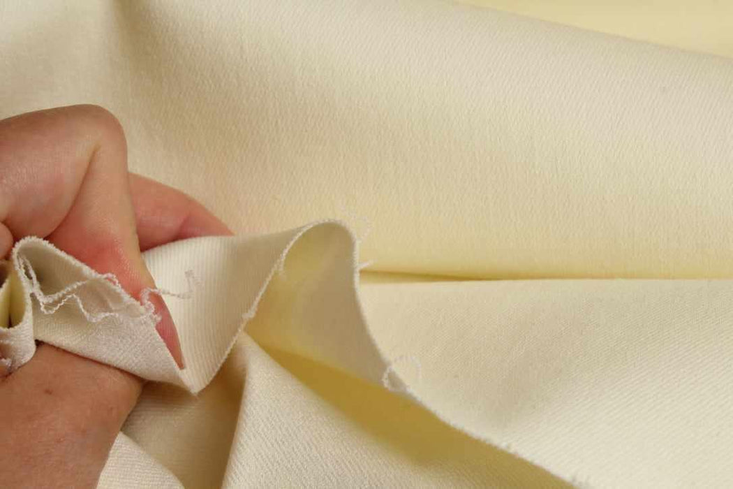 Stretch Cotton Washed Denim - Butter Cream-Fabric-FabricSight