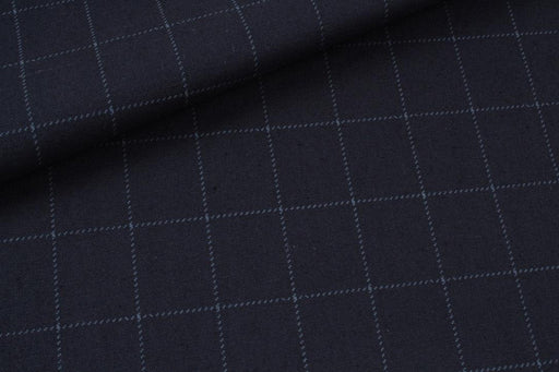 Stretch Linen Cotton for Bottoms - 200 GMS - Windowpane Checks-Fabric-FabricSight