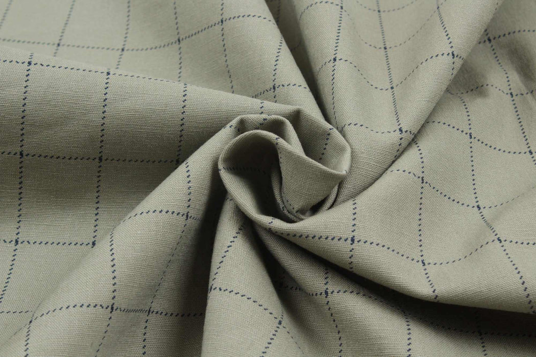 Stretch Linen Cotton for Bottoms - 200 GMS - Windowpane Checks-Fabric-FabricSight