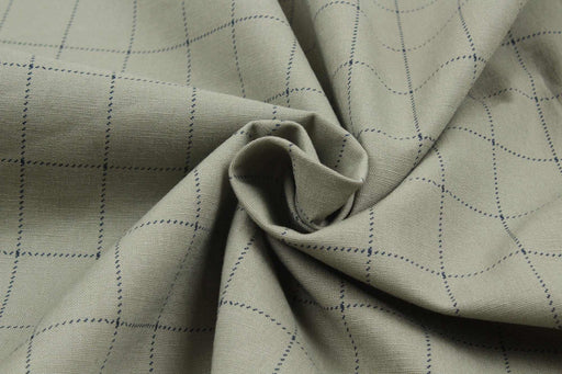 Stretch Linen Cotton for Bottoms - 200 GMS - Windowpane Checks-Fabric-FabricSight