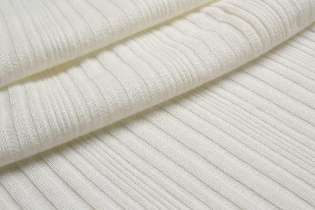 Stretch Organic Cotton Rib for Tops - Off-White - Remnant-Remnant-FabricSight