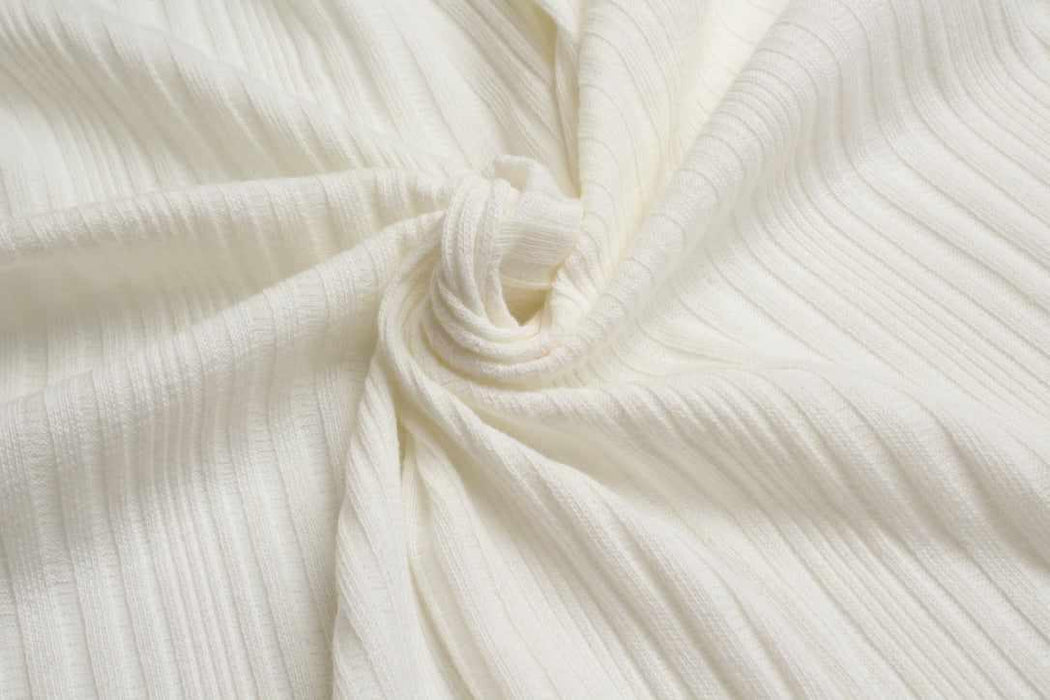Stretch Organic Cotton Rib for Tops - Off-White - Remnant-Remnant-FabricSight