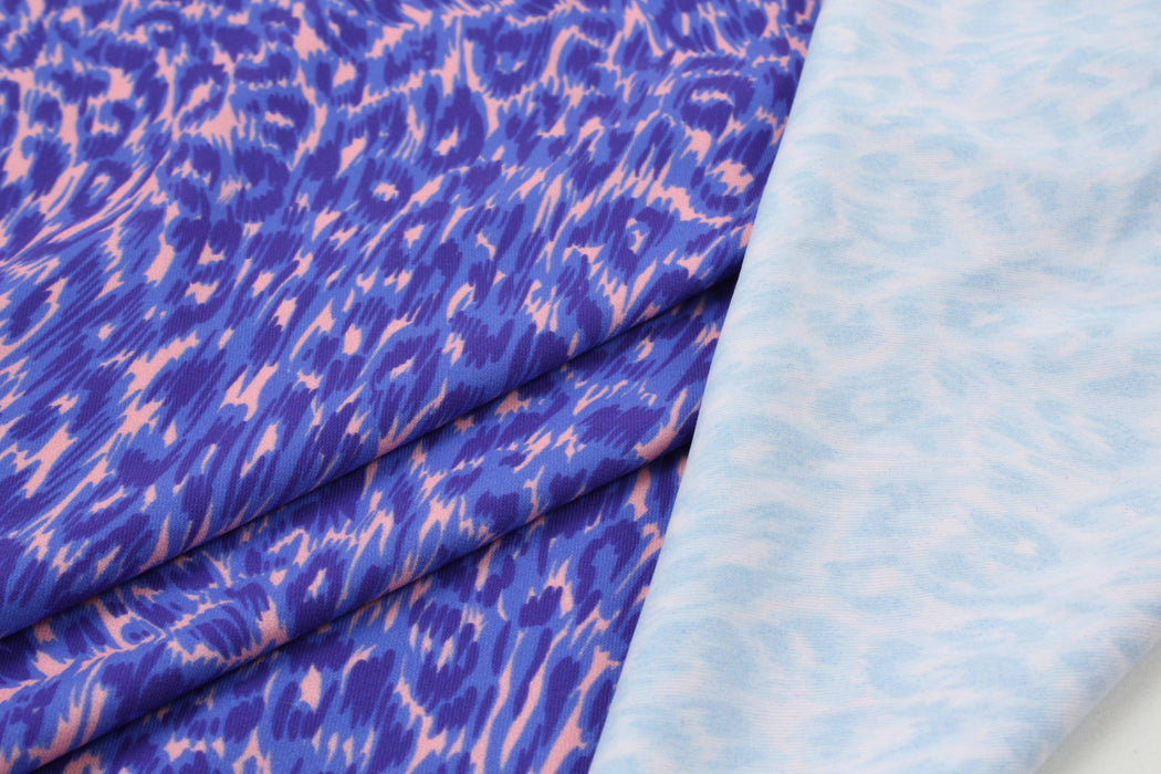 Stretch Polyamide Jersey - Leopard Print - Purple-Fabric-FabricSight