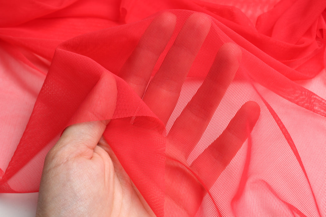 Stretch Polyamide Tulle - Tomato Red - Offer-Remnant-FabricSight