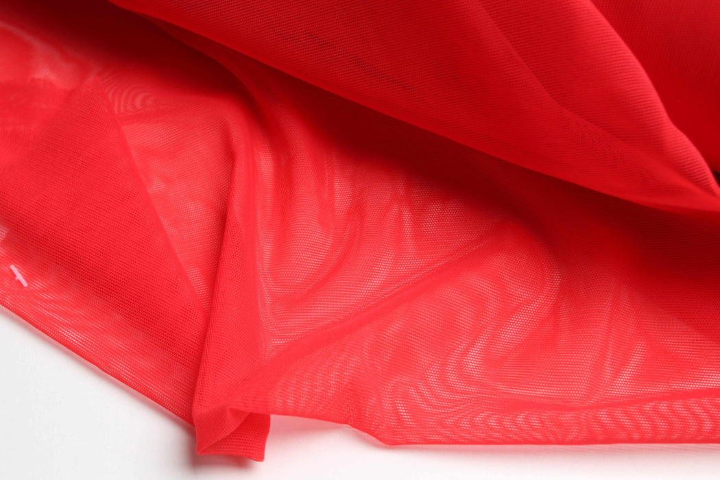 Stretch Polyamide Tulle - Tomato Red - Offer-Remnant-FabricSight