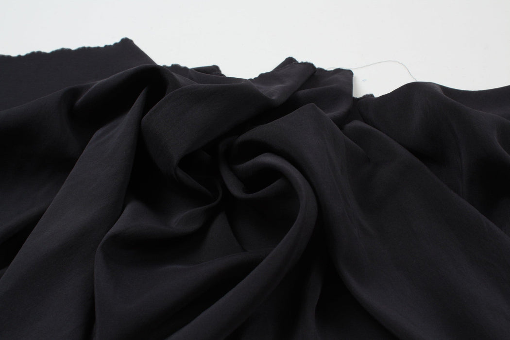 Stretch Silk Satin - Light Weight - Black-Fabric-FabricSight